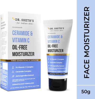 Dr. Sheth's Ceramide & Vitamin C Oil-free Moisturizer | Light Face Cream to Hydrate Skin 50g