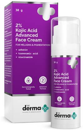 The Derma Co 2% Kojic Acid Advanced Face Cream Treats Hyperpigmentation & Melasma |