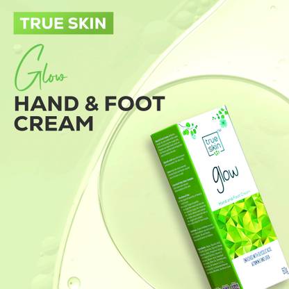 true skin Glow Hand and Foot Cream, 60g, Enriched with Glycolic Acid, Vitamin E and Urea