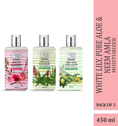 Aqua Shui Water Neem Amla Body Lotion with Pure Aloe and White Lily Moisturizer (Pack of 3)