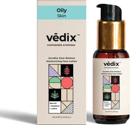Vedix Ayurvedic Anudha Glow Restore Moisturizing Face Lotion For Oily Skin With Bakuchi, Manjishta and Lodhra -Face Moisturizer - 40 ml