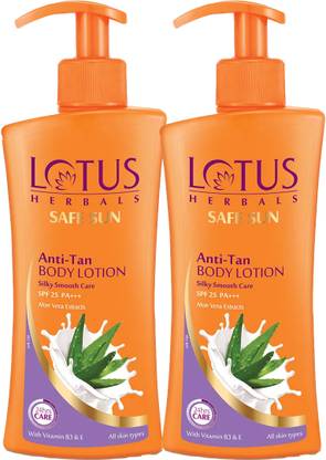 LOTUS HERBALS Safe Sun Anti Tan Body Lotion SPF 25 PA+++_250ml ( Pack Of 2 )