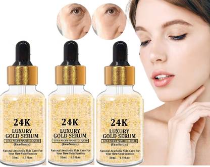GABANA 24K Luxry Gold Serum for glowing skin & Radiance hydrates skin 30ml Pack of 3