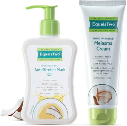 EqualsTwo Mother Care Combo of Anti-stretchmark Oil (200ml) + Melasma Cream (100gm)Each 1