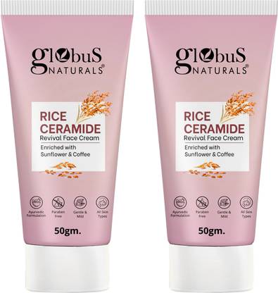 Globus Naturals Rice Ceramide Revival Face Cream, Suitable For All Skin Types, Set of 2
