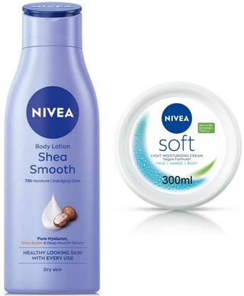 NIVEA Smooth milk 200ml & Soft Cream 300ml set of 2