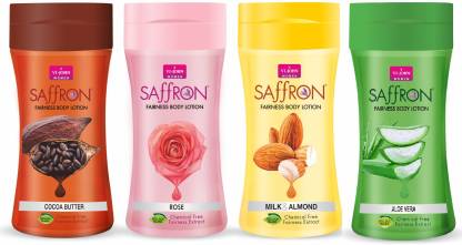 VI-JOHN Saffron Body Lotion Cocoa Butter, Roses, Milk Almond & Aloe Vera Moisturizer  (1000 ml)