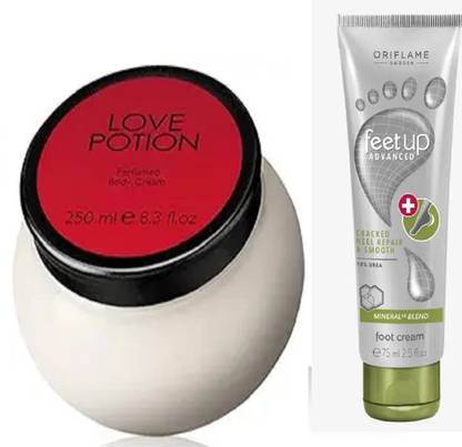 Oriflame Sweden LOVE POTION PERFUMED BODY CREAM & FEET UP ADVANCED FOOT CREAM COMBO SET