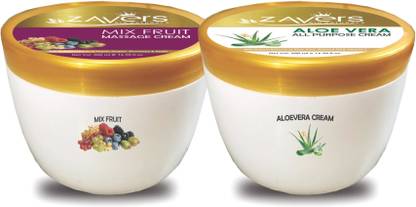 Zavers Mix Fruit Massage Cream - 500 ml + Aloe Vera All Purpose Cream - 500 ml (Combo)