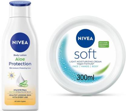 NIVEA Aloe Protection 75ml & Soft Cream 300ml set of 2
