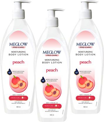 meglow Peach Body Lotion with 48 Hour Hydration & Intense Moisture for Dry, Rough Skin