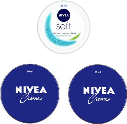 NIVEA Creme 30 ML (Pack Of 2) & Soft Cream 25 ML (Pack Of 1)