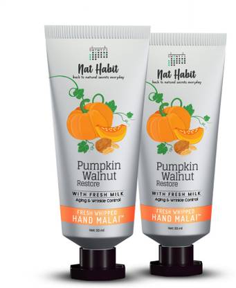 Nat Habit Pumpkin Walnut Fresh Whipped Hand Malai/Cream for Aging & Wrinkle Control