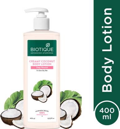 BIOTIQUE Creamy Coconut Deep Nourish Body Lotion |24H Deep Moisture | Extra Dry Skin Care