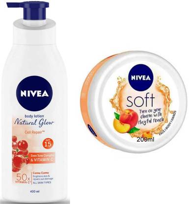 NIVEA Bodymilk 400ml lotion and Pomegranate 200ml Cream Set of 2pc