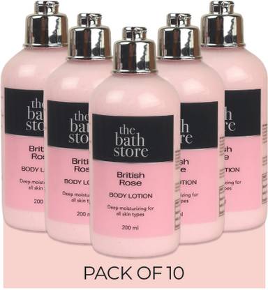 The Bath Store British Rose Body Lotion for Deep Moisturizing - 200ml (Pack of 10)
