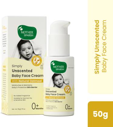 Mother Sparsh Simply Unscented Baby Face Cream with Oatmeal, Fragrance Free for Sensitive Skin