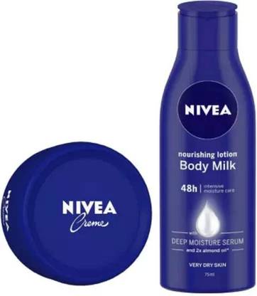 NIVEA BODY MILK LOTION 75 ML 1 , BLUE CREAM 200 ML 1