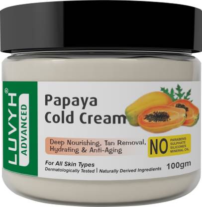 लुव्य पपाया हाइड्रेटिंग कोल्ड, ब्राइटनिंग के लिए विंटर क्रीम (100g), डार्क सर्कल्स को कम करें