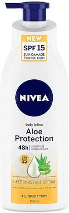 NIVEA Aloe Protection, Hydrating Moisturizer Lotion, with Natural Aloe Vera & SPF 15