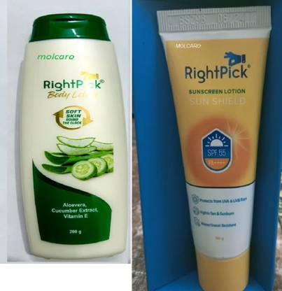MOLCARO RIGHT PICK BODY LOTION +RIGHTPICK SUNCREEN PACK 1