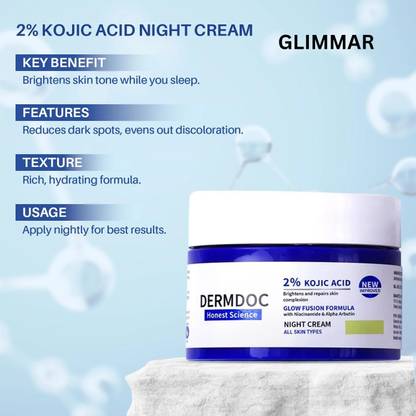GLIMMAR 2% kojic acid Night Face Cream 50g + Free Shipping