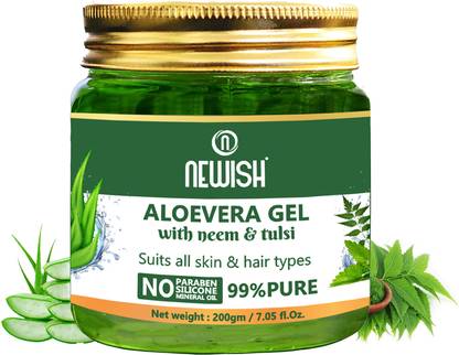 NEWISH Aloe vera Gel With 100% Pure Neem And Tulsi For Skin, Hair And Body