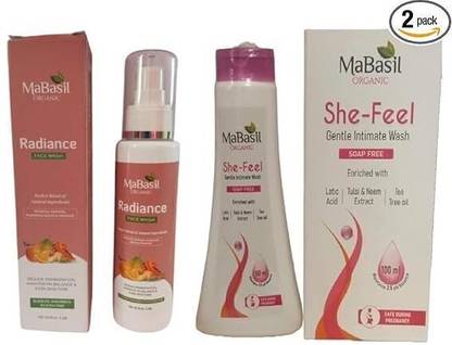 MaBasil Organic Natural Radiance Face Wash & She Feel Intimate Wash for Brightening