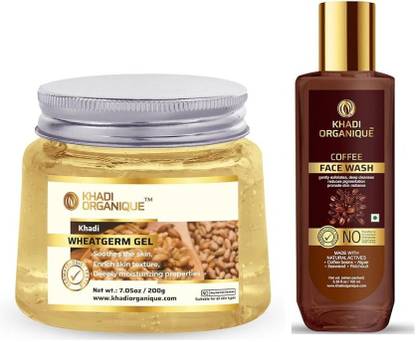 khadi ORGANIQUE Wheatgerm Gel & Coffee Face Wash : SLS & Paraben Free Natural Skincare Duo