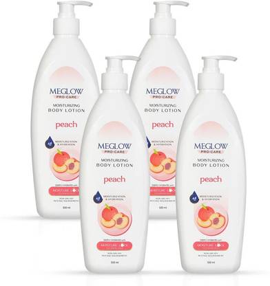 meglow Peach Body Lotion with 48 Hour Hydration & Intense Moisture for Dry, Rough Skin