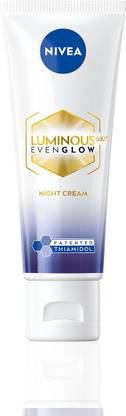 NIVEA LUMINOUS EVEN GLOW Luminous Oil Control Night Cream, with Hyaluron, Reduces Dark Spots, Moisturizer