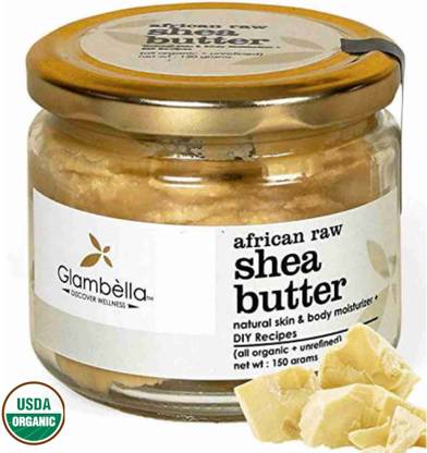 Glambella Raw Shea Butter Unrefined 100% Pure, USDA Certified Organic A Grade African Shea Butter, Great for Skin Moisturizer and DIY Recipes.
