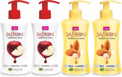 VI-JOHN Body Lotion Combo of 4 | 250 ml Each | For Men and Women | All Skin Types | Pack of 2 Red Apple | Pack of 2 Milk & Almond  (1000 ml)