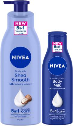 NIVEA Smooth Milk Body Lotion 400ml with Nourishing Body Milk 120ml