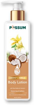 POSSUM Coconut Vanilla Body Lotion with Shea Butter and Vitamin E | Hydrates Dry Skin