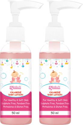 GLIMLACH CALAMINE Lotion for Very Dry, Sensitive Skin | Clinically Proven 24 Hour Moisturising Baby Lotion | Itchy or Redness and Rashes Prone Enriched Skin with Aleo Vera and Castor Oil 50ml x 2