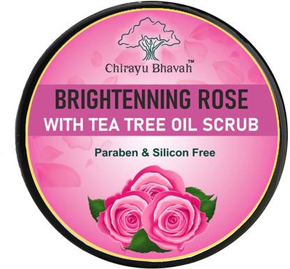 Chirayu Bhavah Brightening Rose with Tea Tree Oil scrub, Paraben & Silicon Free