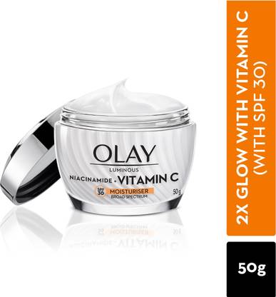 OLAY Vitamin C Cream with SPF30, Brightens Skin & Reduces Dark Spots with Niacinamide