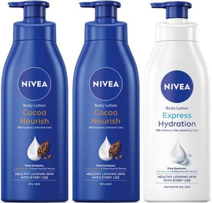 NIVEA BODY LOTION 400 ML - COCOA NOURISH QTY 2 & EXPRESS HYDRATION QTY 1