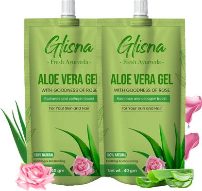 Glisna Natural & Fresh Aloe Vera Gel with Rose Extract for Radiance, Collagen Boost