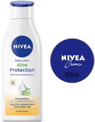 NIVEA Cream 60ml & Aloe Protection Lotion 200ml (Pack of 2)