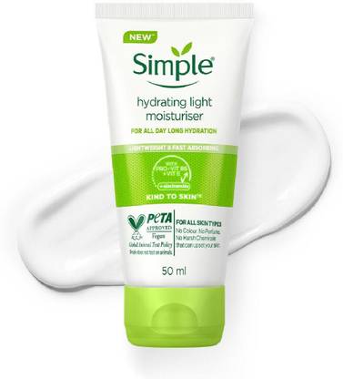 Simple Hydrating LightMoisturiser,50ml 12hr Hydration NonGreasy Formula for Smooth Skin