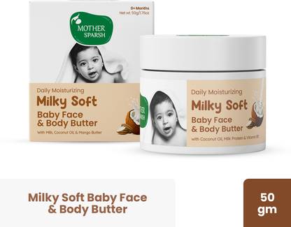 Mother Sparsh Milky Soft Baby Face & Body Butter With Milk, Coconut Oil & Mango Butter