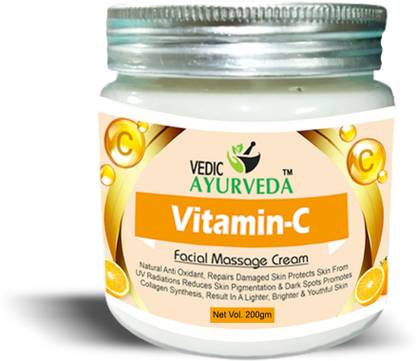 VEDICAYURVEDA Facial Massage Cream With Vitamin C Repair Damaged Skin, Protect UV Radiation
