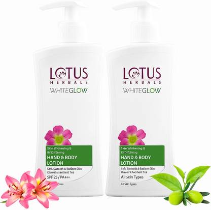 LOTUS HERBALS WhiteGlow Skin Whitening & Brightening Hand & Body Lotion SPF-25 I PA+++