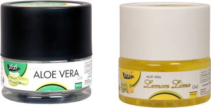 Lele Aloevera gel Pure 200gm and Lemon Lime 200gm Combo for Face Body and Hairs