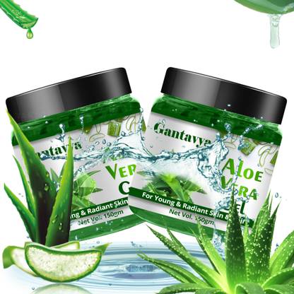 Gantavya 99% Pure AloeVera Gel-Ultimate for Skin and Hair-No Parabens,Silicones