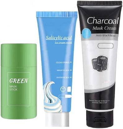Dishika Glow Green Mask stick and Salicylic acid with Charcoal mask cream