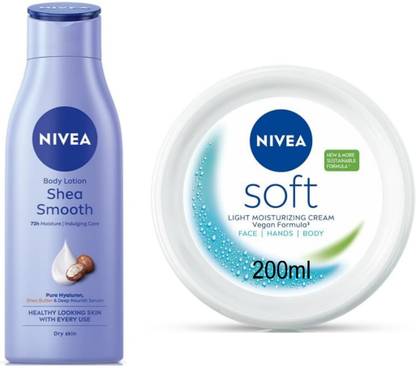 NIVEA Smooth Milk 75ml & Soft Cream 200ml set of 2