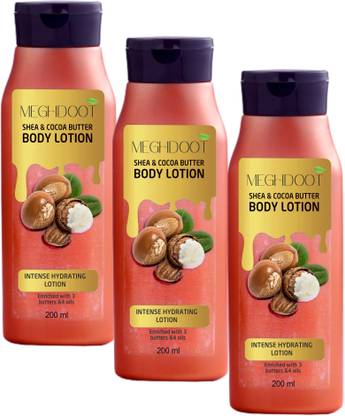MEGHDOOT 200ml Shea and Cocoa Butter Intense Hydrating Body Lotion Pack of 3